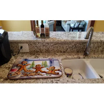 Caroline's Treasures Christmas Gingerbread Dish Drying Mat In Natural