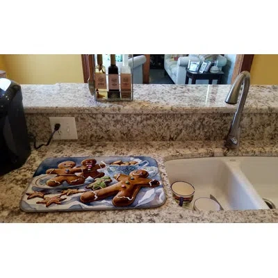 Caroline's Treasures Christmas Gingerbread Dish Drying Mat In Natural
