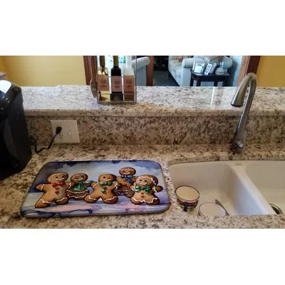 Caroline's Treasures Christmas Gingerbread Dish Drying Mat In Natural