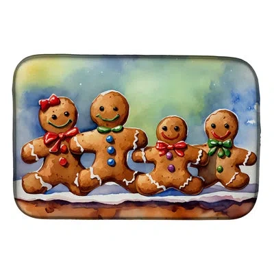 Caroline's Treasures Christmas Gingerbread Dish Drying Mat In Natural