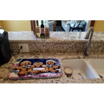 Caroline's Treasures Christmas Gingerbread Dish Drying Mat In Natural