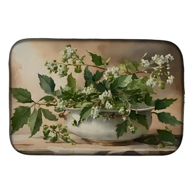 Caroline's Treasures Christmas Mistletoe Dish Drying Mat In Natural