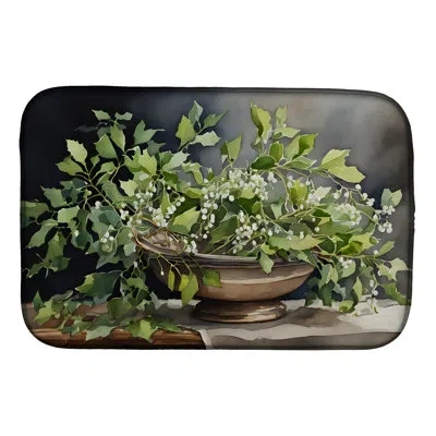 Caroline's Treasures Christmas Mistletoe Dish Drying Mat In Natural