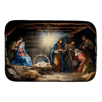 Caroline's Treasures Christmas Nativity Scene Dish Drying Mat In Natural