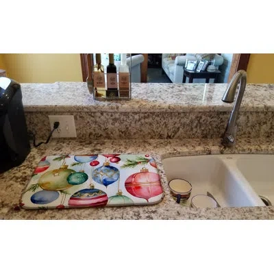 Caroline's Treasures Christmas Ornaments Dish Drying Mat In Natural