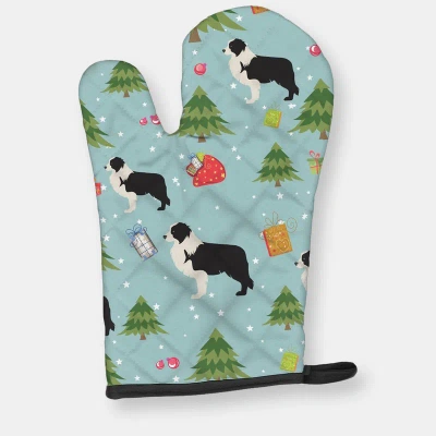 Caroline's Treasures Christmas Oven Mitt With Dog Breed In Blue
