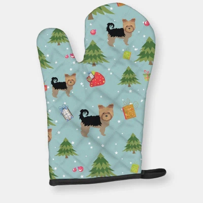 Caroline's Treasures Christmas Oven Mitt With Dog Breed In Blue