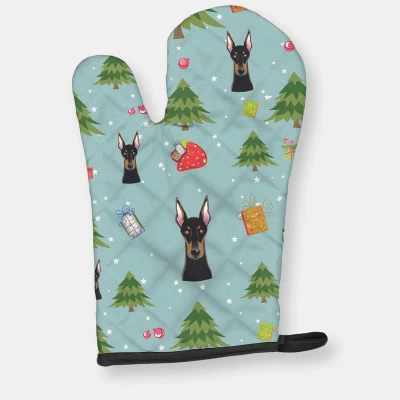 Caroline's Treasures Christmas Oven Mitt With Dog Breed In Blue