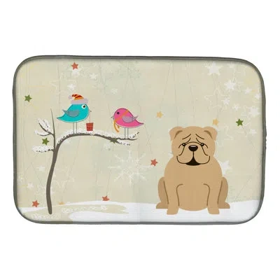 Caroline's Treasures Christmas Presents Between Friends English Bulldog Dish Drying Mat In Fawn