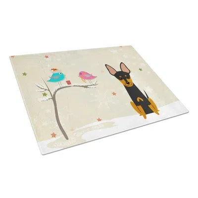Caroline's Treasures Christmas Presents Glass English Toy Terrier Cutting Board