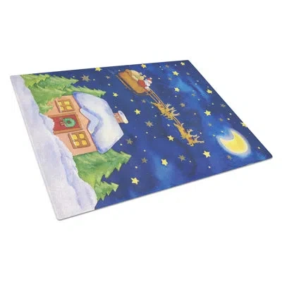 Caroline's Treasures Christmas Santa Claus Across The Sky Glass Cutting Board