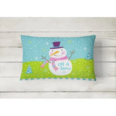 Caroline's Treasures Christmas Snowman Let It Snow Fabric Indoor/outdoor Throw Pillow