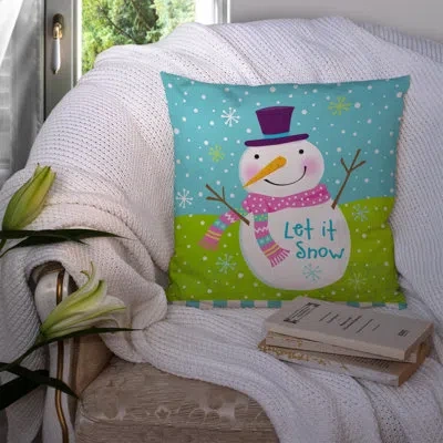 Caroline's Treasures Christmas Snowman Let It Snow Indoor / Outdoor 14" Throw Pillow