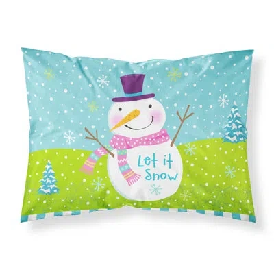 Caroline's Treasures Christmas Snowman Let It Snow Pillowcase In Blue