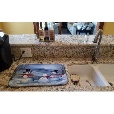 Caroline's Treasures Christmas Snowmen Dish Drying Mat In Natural