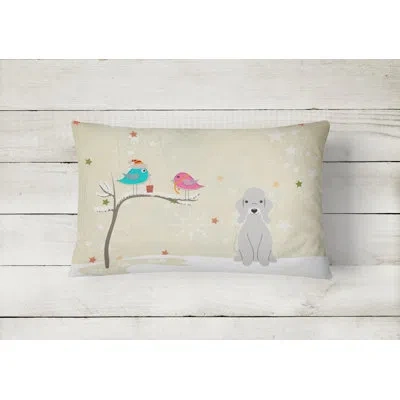 Caroline's Treasures Christmas Solid Pattern Indoor/outdoor Lumbar Pillow In Blue