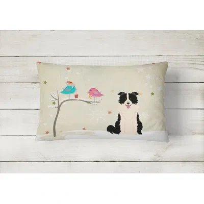 Caroline's Treasures Christmas Solid Square Indoor/outdoor Lumbar Pillow In Black,white