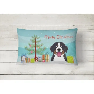 Caroline's Treasures Christmas Tree And Bernese Mountain Dog Fabric Indoor/outdoor Throw Pillow