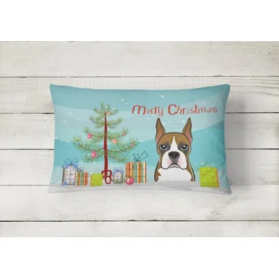 Caroline's Treasures Christmas Tree And Boxer Fabric Indoor/outdoor Throw Pillow