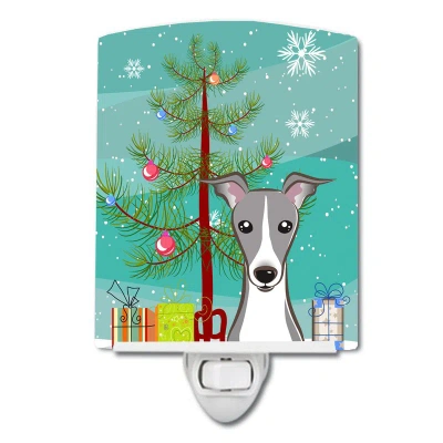Caroline's Treasures Christmas Tree And Italian Greyhound Ceramic Night Light