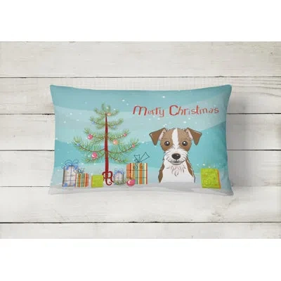 Caroline's Treasures Christmas Tree And Jack Russell Terrier Fabric Indoor/outdoor Throw Pillow