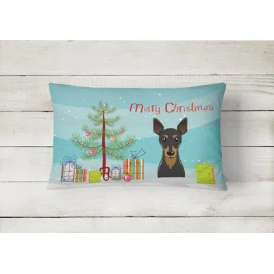 Caroline's Treasures Christmas Tree And Min Pin Fabric Indoor/outdoor Throw Pillow