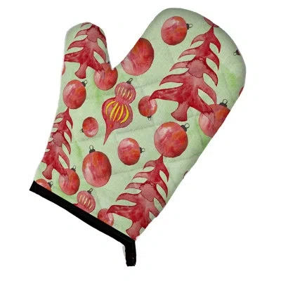 Caroline's Treasures Christmas Tree And Ornaments Oven Mitt In Green;red