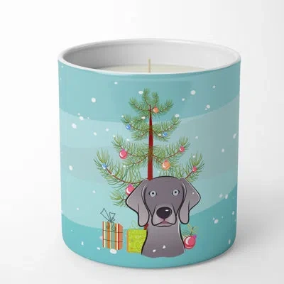 Caroline's Treasures Christmas Tree And Weimaraner 10 oz Decorative Soy Candle In Brown;blue;green