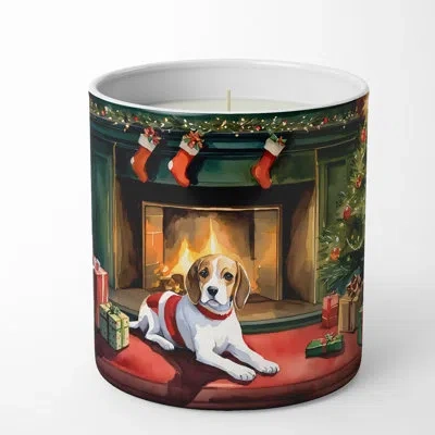 Caroline's Treasures Christmas Tree Scented Tumbler Candle With Ceramic Holder In Multi Color