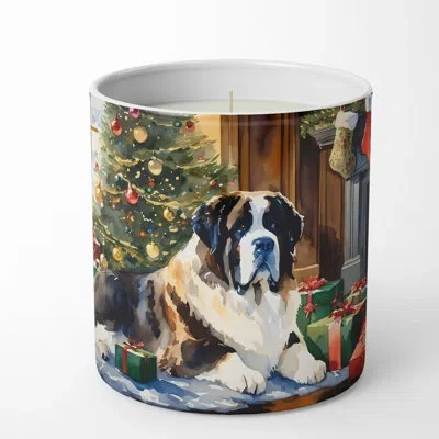 Caroline's Treasures Christmas Tree Scented Tumbler Candle With Ceramic Holder In Multi Color