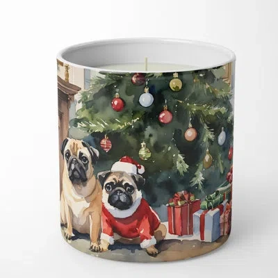 Caroline's Treasures Christmas Tree Scented Tumbler Candle With Ceramic Holder In Multi Color