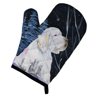 Caroline's Treasures Clumber Spaniel Oven Mitt In Black;white