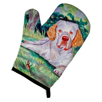Caroline's Treasures Clumber Spaniel Oven Mitt In Green;gray