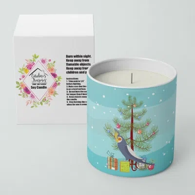 Caroline's Treasures Cockatiel Merry Christmas 10 oz Decorative Soy Candle In Brown;blue;green