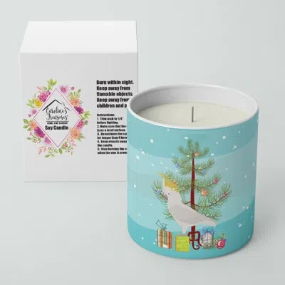 Caroline's Treasures Cockatoo Merry Christmas 10 oz Decorative Soy Candle In Blue;green