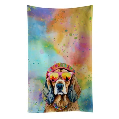 Caroline's Treasures Cocker Spaniel Hippie Dawg Kitchen Towel In Multicolor