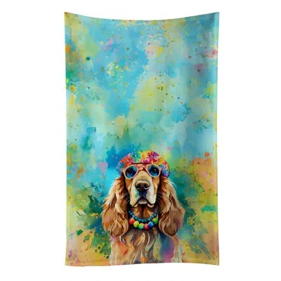 Caroline's Treasures Cocker Spaniel Hippie Dawg Kitchen Towel In Multicolor