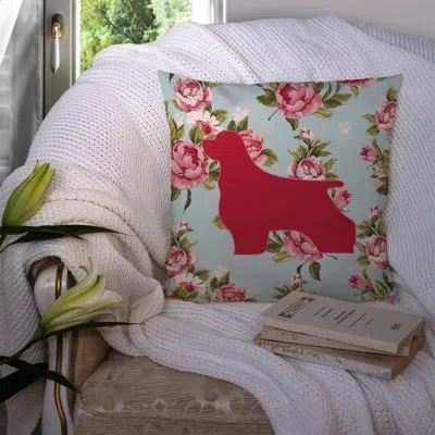 Caroline's Treasures Cocker Spaniel Shabby Elegance Blue Roses Indoor/outdoor Throw Pillow