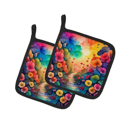 Caroline's Treasures Colorful Begonias Pair Of Pot Holders In Multicolor