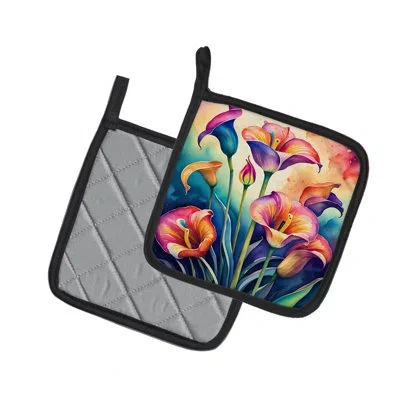 Caroline's Treasures Colorful Calla Lilies Pair Of Pot Holders In Multicolor