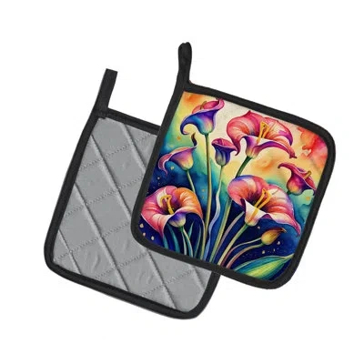 Caroline's Treasures Colorful Calla Lilies Pair Of Pot Holders In Multicolor