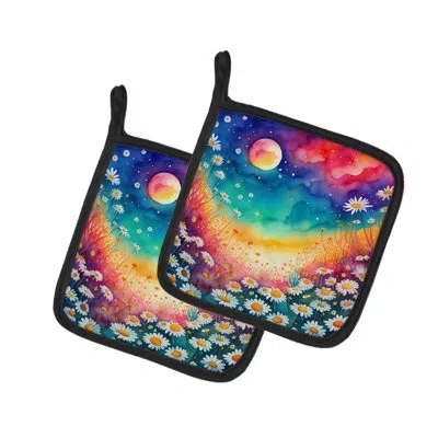 Caroline's Treasures Colorful Daisies Pair Of Pot Holders In Multicolor
