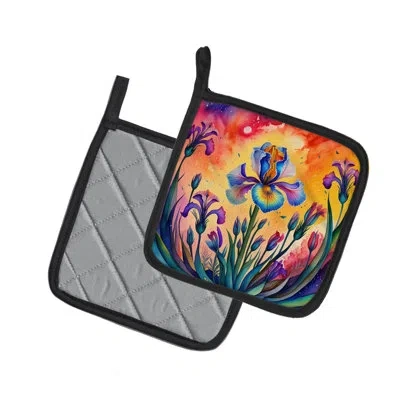 Caroline's Treasures Colorful Iris Pair Of Pot Holders In Multicolor