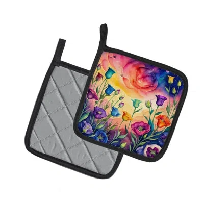 Caroline's Treasures Colorful Lisianthus Pair Of Pot Holders In Multicolor