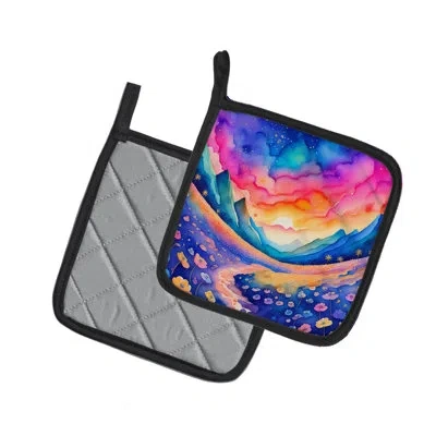 Caroline's Treasures Colorful Periwinkles Pair Of Pot Holders In Multicolor
