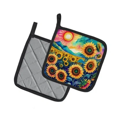Caroline's Treasures Colorful Sunflowers Pair Of Pot Holders In Multicolor
