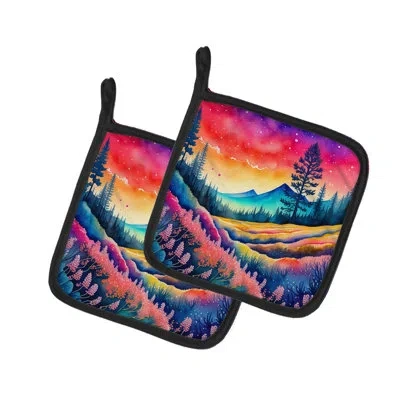 Caroline's Treasures Colorful Yarrow Pair Of Pot Holders In Multi