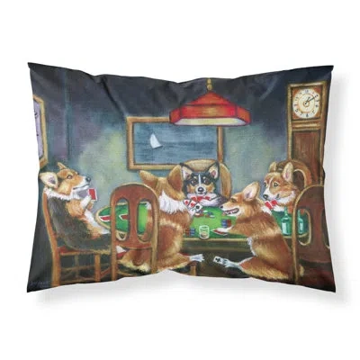 Caroline's Treasures Colt Corgi Playing Poker Pillowcase In Gray