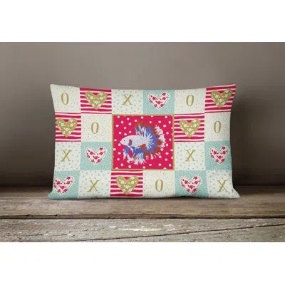 Caroline's Treasures Comb Tail Betta Love Outdoor Rectangular Cushion With Filling