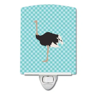 Caroline's Treasures Common Ostrich Check Ceramic Night Light In Blue